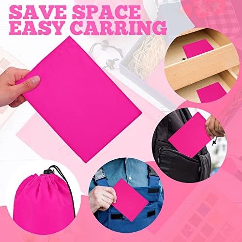 WILLBOND 6 Pieces Toy Storage Adult Bags Foldable Toy Storage Adult Bags Multi Purpose Toys Storage 3 Sizes Adjustable Ditty Bag Microfiber Pouch for Game Toy Home Storage Travel, Hot Pink