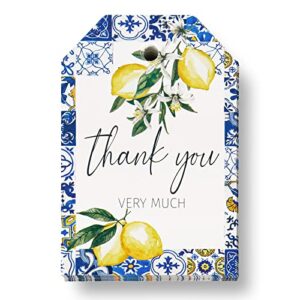 anydesign 100pcs lemon thank you favor tags vintage lemon craft hanging tags with hemp rope for wedding baby shower birthday thanksgiving day holiday party gift supplies