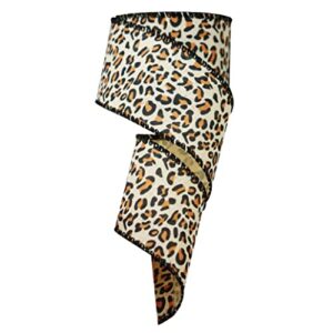 leopard ribbon wired, 2.5 inch leopard print ribbon, burlap cheetah ribbon for home decor, gift wrap, diy craft