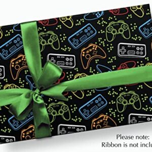 Stesha Party Video Game Gift Wrap Gamer Present Wrapping Paper 30 x 20 Inch (3 Sheets)