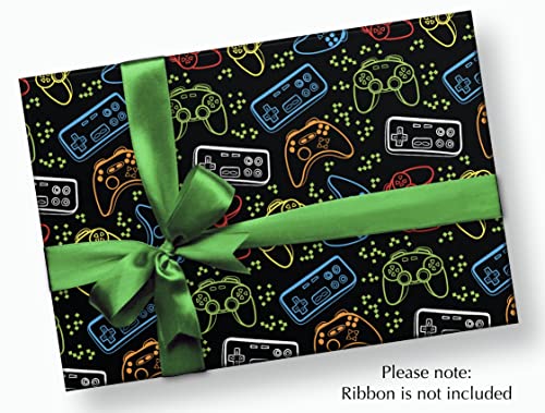 Stesha Party Video Game Gift Wrap Gamer Present Wrapping Paper 30 x 20 Inch (3 Sheets)