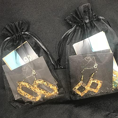 UBGBHO Pack of 100 Organza Gift Bags 5x7 Inch Black Drawstring for Baby Shower,Christmas,50th Birthday,Party Favor,Rustic Wedding,Holiday Sheer Fabric Recycled Sachet for Jewelry,Dried Lavender Flowers