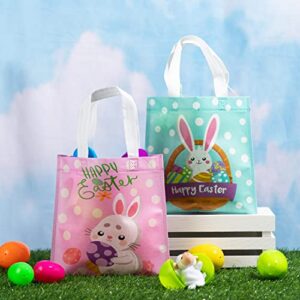 JOYIN 24 Pcs Easter Gift Bags, 8.7" x 8.7" Mini Size Creamed Tone Easter Gift Kraft Treat Goodie Bags and Basket with Handles for Easter Egg Hunt, Easter Party Favors