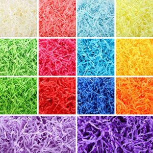 easter grass craft shredded tissue raffia paper shred paper grass filler for diy present wrapping and basket filling, 280 g, 9.8 oz (assorted 14 colors)