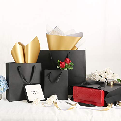 JINMING 12 Large Gift Bags 13x5x10 Inches, Matte Black Gift Bags, Premium Gift Bags with Handles for All Occasions