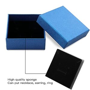 Necklace Earring Ring Box Gift Box,12 Pieces Square Cardboard Jewelry Gift Boxes,Cotton Filled Cardboard Paper Jewelry Box Gift Case (3.27x3.27x1.38 Inches) (Blue)