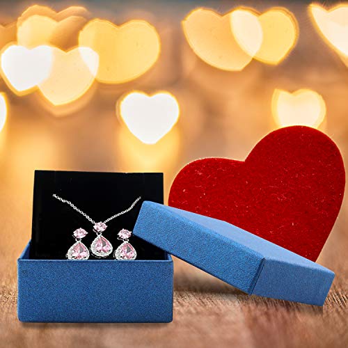 Necklace Earring Ring Box Gift Box,12 Pieces Square Cardboard Jewelry Gift Boxes,Cotton Filled Cardboard Paper Jewelry Box Gift Case (3.27x3.27x1.38 Inches) (Blue)