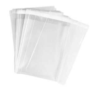 100pcs 9″x 12″ transparent automatic sealing cello/cellophane treat bag packaging bags with self adhesive closure for food storage bakery candies wrapping sweets 1.2mil thick