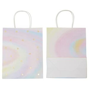 BLUE PANDA 24 Pack Pastel Tie Dye Paper Gift Bags with Handles for Boutique and Small Business Supplies (10 x 8 x 4 In)