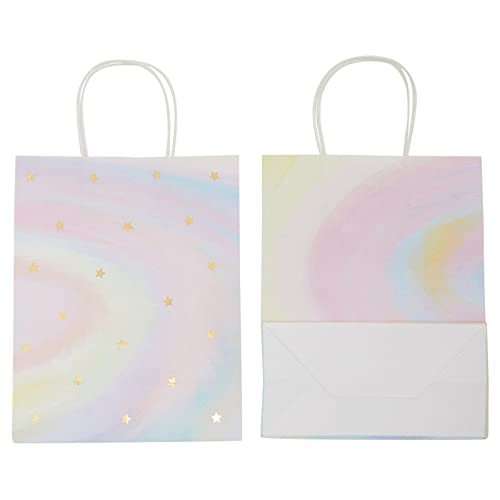 BLUE PANDA 24 Pack Pastel Tie Dye Paper Gift Bags with Handles for Boutique and Small Business Supplies (10 x 8 x 4 In)