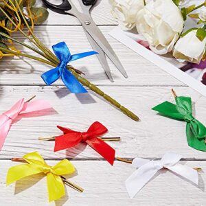 PH PandaHall 180pcs 6 Colors Twist Tie Ribbon Bow 2.2” Small Bows Polyester Packaging Ribbon Bows for DIY Gift Wrap Decoration, Wedding Christmas Party Decoration
