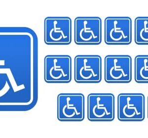 Handicap Sticker Decals, 15 Pack 5 in x 5 in Disabled Wheelchair Accessible Vinyl Labels Glossy Premium UV Protected Self Adhesive for Indoors & Outdoors