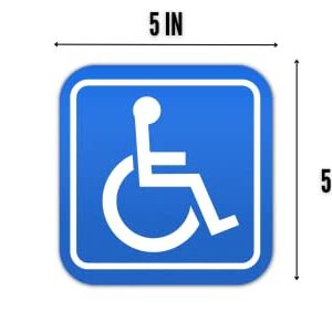 Handicap Sticker Decals, 15 Pack 5 in x 5 in Disabled Wheelchair Accessible Vinyl Labels Glossy Premium UV Protected Self Adhesive for Indoors & Outdoors