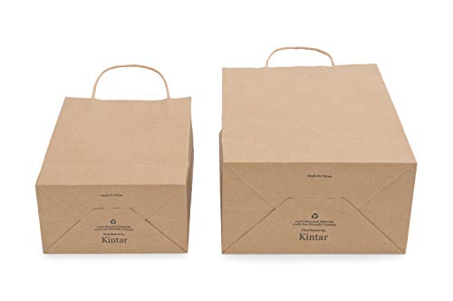 Brown paper bags with handles 100 pack 50pcs of 6.25"x3.5"x8" & 50pcs of 8"x4.5"x10.5" - paper bag, well made quality bags, brown bags with handles bulk, kraft paper bags bulk, small paper bags