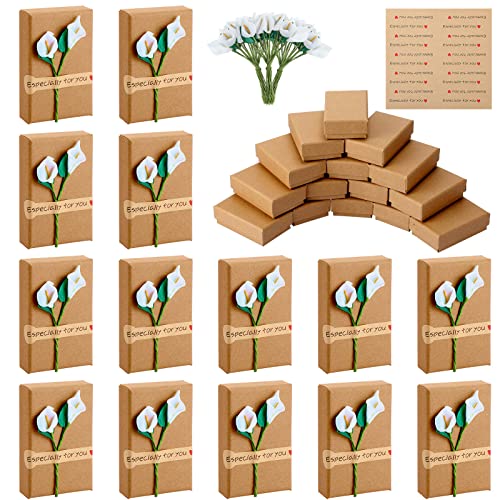 36 Sets Flower Kraft Paper Boxes Floral Small Gift Boxes Filled with Foam Insert Small Boxes for Jewelry Packaging Party Favor Jewelry Box for Anniversaries Wedding Birthday Valentine's Day