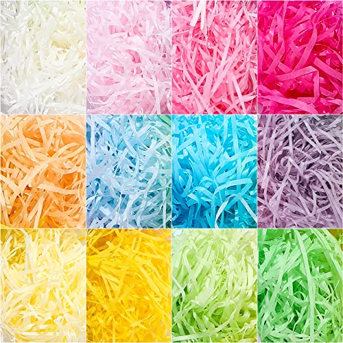 600 g 21 oz Multicolor Easter Basket Grass 1.3 LB Craft Shredded Tissue Shipping Confetti for Packaging Raffia Colorful Filler Paper Pastel Color Tissue Paper Shred for Gift Packing Wrapping Stuffing