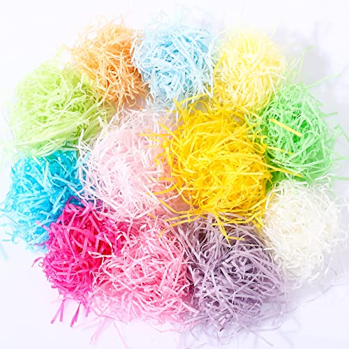 600 g 21 oz Multicolor Easter Basket Grass 1.3 LB Craft Shredded Tissue Shipping Confetti for Packaging Raffia Colorful Filler Paper Pastel Color Tissue Paper Shred for Gift Packing Wrapping Stuffing