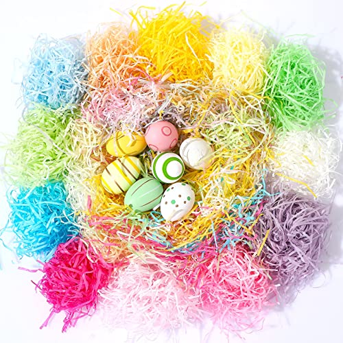 600 g 21 oz Multicolor Easter Basket Grass 1.3 LB Craft Shredded Tissue Shipping Confetti for Packaging Raffia Colorful Filler Paper Pastel Color Tissue Paper Shred for Gift Packing Wrapping Stuffing