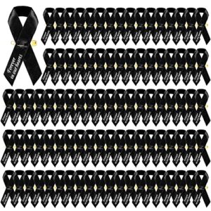 100 pcs funeral ribbons memorial ribbon funeral pins classic memorial service respect meditation personalized ribbon bow with safety pins for mourning remembrance day funeral event