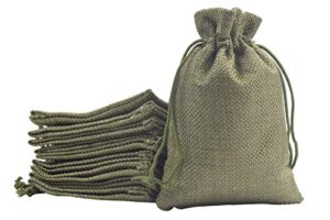 sansam 50pcs 10.0×14.0cm/4.0”x5.6” army green lining burlap small gift bags hemp/hessian bags, jewelry pouches, wedding favors, jewelry packing, sacks