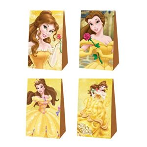 12 Pieces Beauty and the Beast Gift Bags Beauty Princess Party Favors Gift Bags Beauty Beast Princess Themed Candy Bags for Girls Baby Shower Decorations