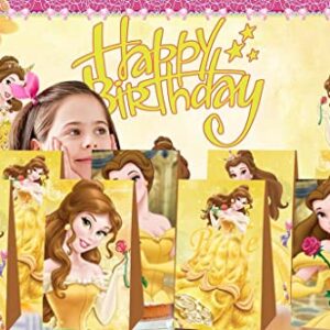 12 Pieces Beauty and the Beast Gift Bags Beauty Princess Party Favors Gift Bags Beauty Beast Princess Themed Candy Bags for Girls Baby Shower Decorations