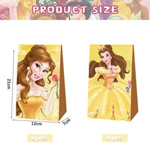 12 Pieces Beauty and the Beast Gift Bags Beauty Princess Party Favors Gift Bags Beauty Beast Princess Themed Candy Bags for Girls Baby Shower Decorations