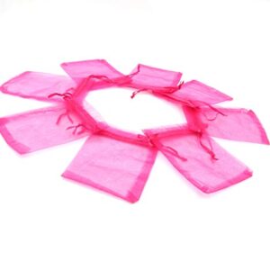 ATCG 25pcs 8x12 Inches Large Drawstring Organza Bags Decoration Festival Wedding Party Favor Gift Candy Toys Makeup Pouches (Hot Pink)