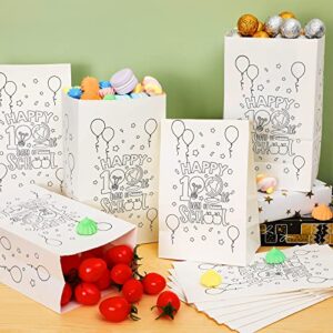 30 Pcs Happy 100th Day of School Paper Bags 100th Day White Paper Bags White Paper Lunch Bags Back to School Goodie Bags for Kids Students 100th Day Activities Gifts Craft Bags Classroom Supplies