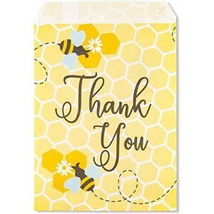 Sparkle and Bash Bumble Bee Party Favor Treat Bags for Baby Shower, Thank You (5x7 In, 100 Pack)