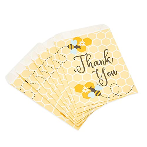 Sparkle and Bash Bumble Bee Party Favor Treat Bags for Baby Shower, Thank You (5x7 In, 100 Pack)