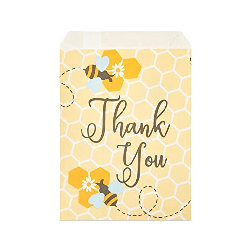 Sparkle and Bash Bumble Bee Party Favor Treat Bags for Baby Shower, Thank You (5x7 In, 100 Pack)