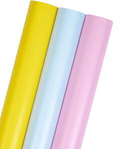 maypluss wrapping paper roll – mini roll – 17 inch x 120 inch per roll – 3 different easter design – pink/blue/yellow (42.3 sq.ft.ttl)