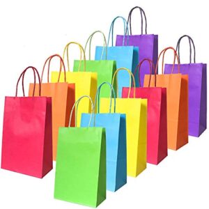 artseen 24 pcs gift bags, 6 assorted colors party favor paper bags, kraft paper bags with handles (24 ct) (small 5.2 * 3.2 * 8.4 inches)