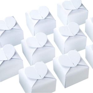 awell white candy box bulk 2.5x2x2.5 inches with heart bow party favor box,white glitter,pack of 50