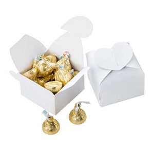 AWELL White Candy Box Bulk 2.5x2x2.5 inches with Heart Bow Party Favor Box,White Glitter,Pack of 50