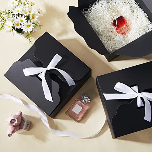 Lewtemi 20 Pcs Gift Boxes with Lids Bridesmaid Proposal Box 8 x 8 x 4 Inches Black Gift Boxes with Lids and Ribbons Matte Black Gift Box for Wedding Birthday Party Packaging Present Crafting