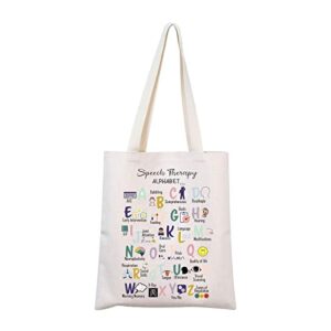 MNIGIU Speech Therapy Tote Bag SLP Gift SLP Thank You Gift Speech Language Pathologist Gift SLP Graduation Gift (Shopping Bag)