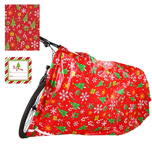 JOYIN 2 PCs Jumbo Christmas Gift Bags 60” x 72” with Gift Tags for Heavy Duty Large Gifts Bags, Holiday Presents Bicycle, Christmas Season Gift Decorations, Holiday Gift Giving.