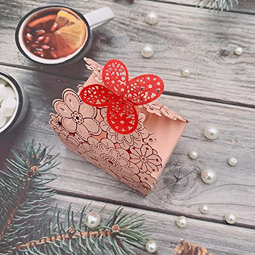 Party Favor Boxes Flower Butterfly Candy Boxes Laser Cut Candy Boxes Pink Gift Boxes for Wedding Bridal Shower Anniverary Birthday Party (20 PCS)