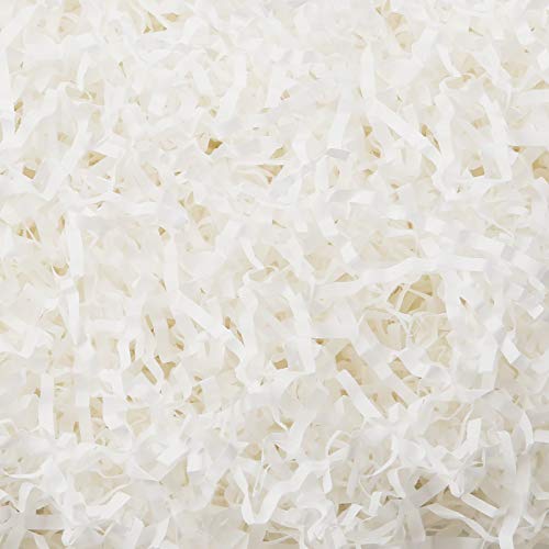 BLK&WH 1 LB Crinkle Cut Paper Shred Filler, White Crinkle Paper for Gift Wrapping, Shredded Paper for Gift Baskets, Crinkle Paper for Packaging