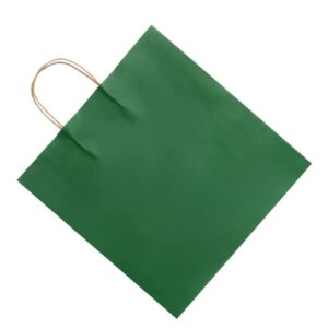 vanhel 50Pcs 13.85x13.85x6.3 inch Kraft Paper Bags with Handles,Gift Bags Large,100% Recyclable Green Paper Bags,Gift Bags Bulk,for Boutiques,Small Business,Retail Stores(Green)