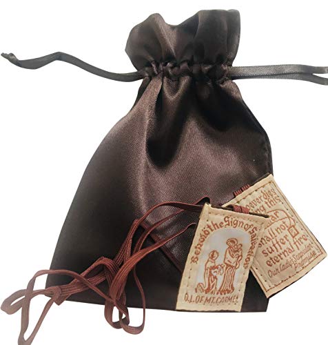 Traditional Brown Scapular Pack Wool Mount Carmel Scapulars with Gift Bag Dozen Bulk Set of 12