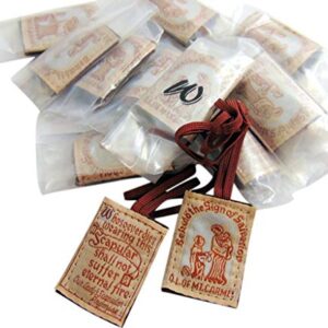 Traditional Brown Scapular Pack Wool Mount Carmel Scapulars with Gift Bag Dozen Bulk Set of 12