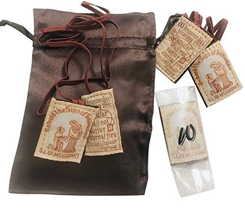 Traditional Brown Scapular Pack Wool Mount Carmel Scapulars with Gift Bag Dozen Bulk Set of 12