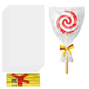 400 PCS Treat Cello Bags and Ties 3x4 for Lollipop Plastic Cellophane Treat Bag Packing Bakery Candies Lollipop Packaging