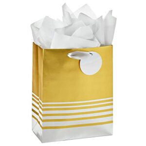 hallmark 9″ medium gift bag with tissue paper (silver and gold foil) for graduations, birthdays, bridal showers, weddings, christmas, hanukkah, holidays, all occasion