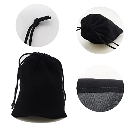 HOSL 100 Pieces 3" x 4" Black Velvet Cloth Jewelry Pouch Jewelry Drawstring Bag Necklace Bracelet Earrings Bag Party Favor Bag Goodies Bag Candy Bag Gift Bag Watch bag Wedding Festival Baby Show Bag