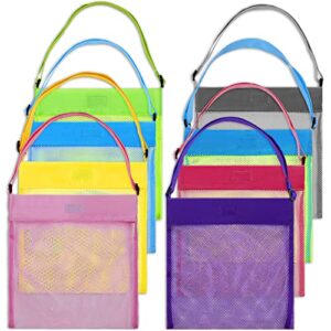 meekoo 8 pieces candy bags mesh beach bags snacks bags seashell bags for kids goodies gift wrapping birthday wedding halloween christmas storage fruit vegetable or toys (s, multicolor)
