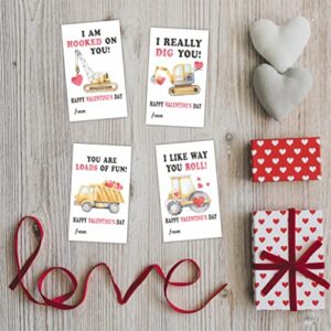 Valentine's Day Gift Tags Stickers, Construction Theme Valentine Self Adhesive Stickers(40 Pack), Happy Valentine's Day Gift Wrapping Labels Decorations and Supplies for Boys Girls(QRJBGJ-001)